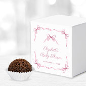 ヴィンテージコケットがピンクのベビーガールシャワーを弓 フェイバーボックス