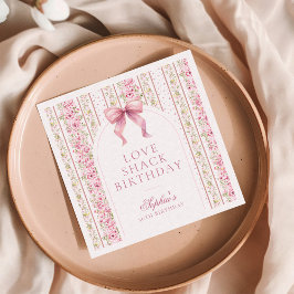 ヴィンテージコケットピンクボウラブシャック誕生日 スタンダードカクテルナプキン