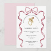 ヴィンテージコケットピンクリボンボーべイビーガール 招待状 (正面/裏面)