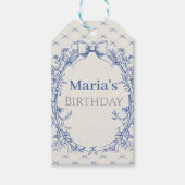 ヴィンテージコケットブルーボウフローラ ギフトタグ (正面)