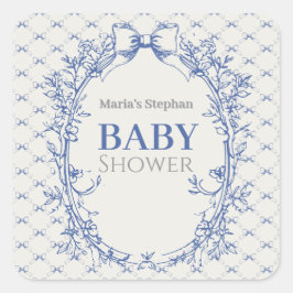 ヴィンテージコケットブルーボウフローラ スクエアシール