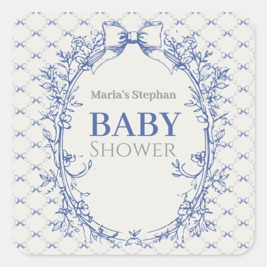 ヴィンテージコケットブルーボウフローラ スクエアシール (正面)