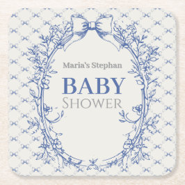 ヴィンテージコケットブルーボウフローラ スクエアペーパーコースター