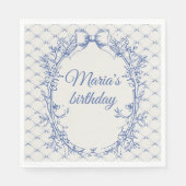 ヴィンテージコケットブルーボウフローラ スタンダードランチョンナプキン (正面)