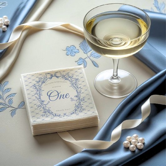 ヴィンテージコケットブルーボウフローラ スタンダードランチョンナプキン