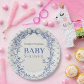 ヴィンテージコケットブルーボウフローラ ペーパープレート (パーティー)