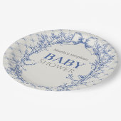 ヴィンテージコケットブルーボウフローラ ペーパープレート (アングル)