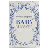 ヴィンテージコケットブルーボウフローラ ミディアムペーパーバッグ (正面)