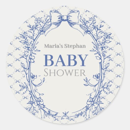 ヴィンテージコケットブルーボウフローラ ラウンドシール (正面)