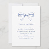 ヴィンテージコケットブルーボウミニマリスト結婚ズ 招待状 (正面)