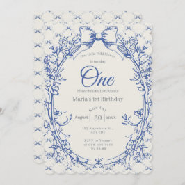 ヴィンテージコケットブルーボー花 招待状