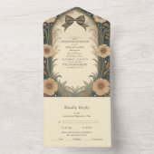 ヴィンテージコケットボウフローラアールヌーボー結婚ズ オールインワン招待状 (内側)