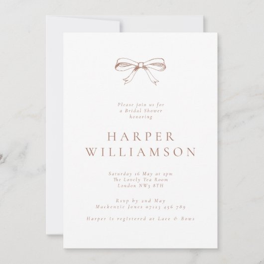 ヴィンテージコケットボウモカブライダルシャワー 招待状 (正面)