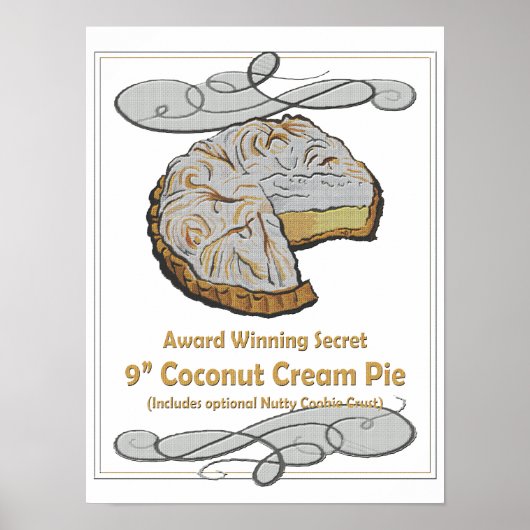 ヴィンテージココナッツクリームパイレシピポスター ポスター (正面)