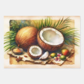 ヴィンテージココナッツトロピカルデクページ ラッピングペーパーシート (正面)