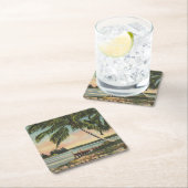 ヴィンテージココナッツパームズトロピカルブリーズサンセット スクエアペーパーコースター (インサイチュ)