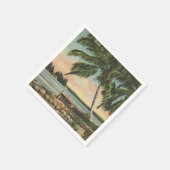ヴィンテージココナッツパームズトロピカルブリーズサンセット スタンダードカクテルナプキン (角)