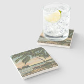 ヴィンテージココナッツパームズトロピカルブリーズサンセット ストーンコースター (横)