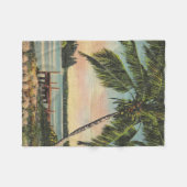 ヴィンテージココナッツパームズトロピカルブリーズサンセット フリースブランケット (正面(横))