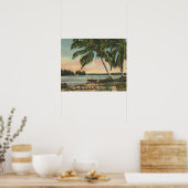 ヴィンテージココナッツパームズトロピカルブリーズサンセット ポスター (キッチン)