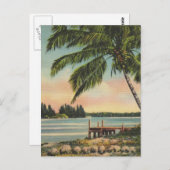 ヴィンテージココナッツパームズトロピカルブリーズサンセット ポストカード (正面/裏面)
