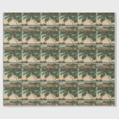 ヴィンテージココナッツパームズトロピカルブリーズサンセット ラッピングペーパー (フラット)