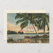 ヴィンテージココナッツパームズトロピカルブリーズサンセット 招待状 (正面/裏面)