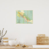 ヴィンテージコスタリカの地図 ポスター (キッチン)