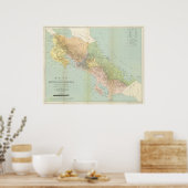 ヴィンテージコスタリカの地図(1889年) ポスター (キッチン)