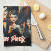 ヴィンテージコスチュームとカクテルハローウィンパーティ キッチンタオル (四つ折り)