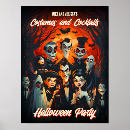 ヴィンテージコスチュームとカクテルハローウィンパーティ ポスター