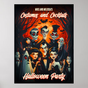 ヴィンテージコスチュームとカクテルハローウィンパーティ ポスター
