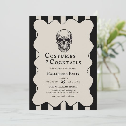 ヴィンテージコスチュームカクテルスカルハローウィンパーティ 招待状 (スタンド正面)
