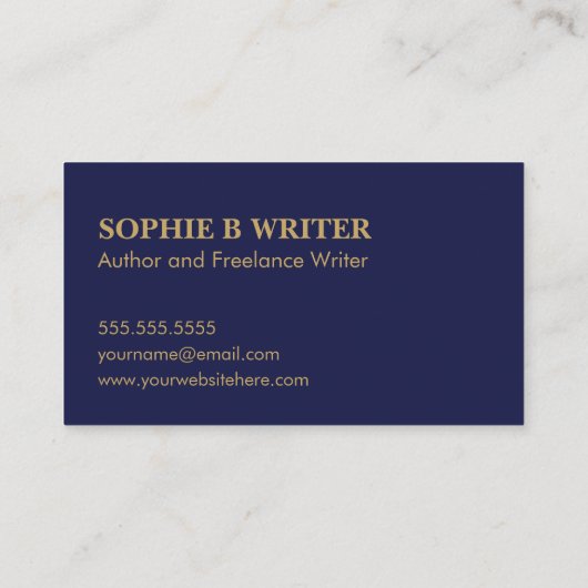 ヴィンテージコズミック海軍と金ゴールド作家作家 名刺 (裏面)