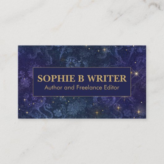 ヴィンテージコズミック海軍と金ゴールド作家作家 名刺 (正面)