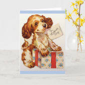 ヴィンテージコッカースパニエル犬マザーズデイカード カード (黄色い花)