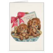 ヴィンテージコッカースパニエル犬子犬ギフトカード (正面)