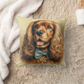 ヴィンテージコッカースパニエル犬油彩画 クッション (ブランケット)