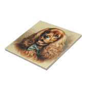ヴィンテージコッカースパニエル犬油彩画 タイル (側面)