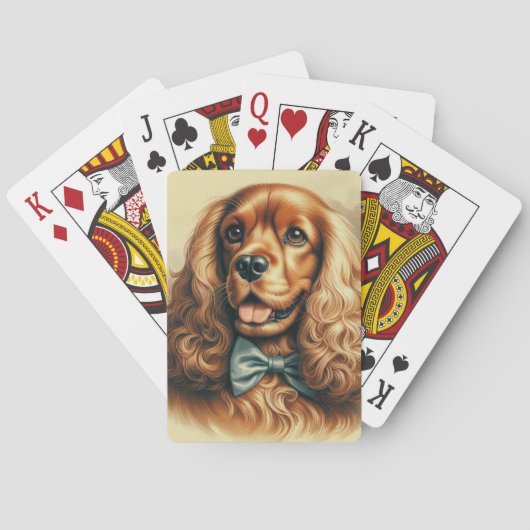 ヴィンテージコッカースパニエル犬油彩画 トランプ (裏面)