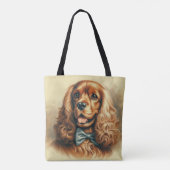 ヴィンテージコッカースパニエル犬油彩画 トートバッグ (裏面)