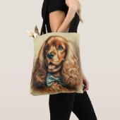 ヴィンテージコッカースパニエル犬油彩画 トートバッグ (クローズアップ)