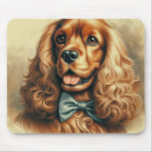 ヴィンテージコッカースパニエル犬油彩画 マウスパッド (正面)