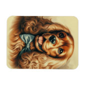 ヴィンテージコッカースパニエル犬油彩画 マグネット (横)
