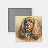ヴィンテージコッカースパニエル犬油彩画 マグネット (正面/裏面)