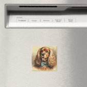 ヴィンテージコッカースパニエル犬油彩画 マグネット (インサイチュ (食洗機))