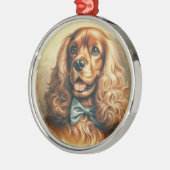 ヴィンテージコッカースパニエル犬油彩画 メタルオーナメント (左)
