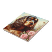ヴィンテージコッカースパニエル犬絵画ズ タイル (側面)