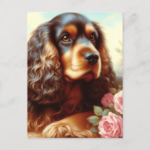 ヴィンテージコッカースパニエル犬絵画ズ ポストカード
