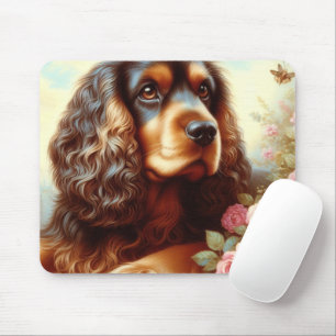 ヴィンテージコッカースパニエル犬絵画ズ マウスパッド